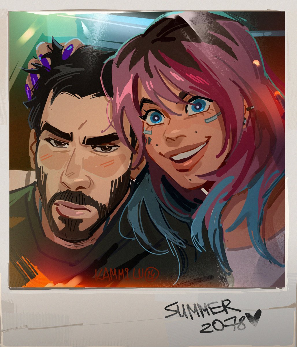 #cyberpunk2077 the story of how V found an old polaroid and Johnny got his hair cut... p.s. Johnny is already a living idiot of flesh and blood