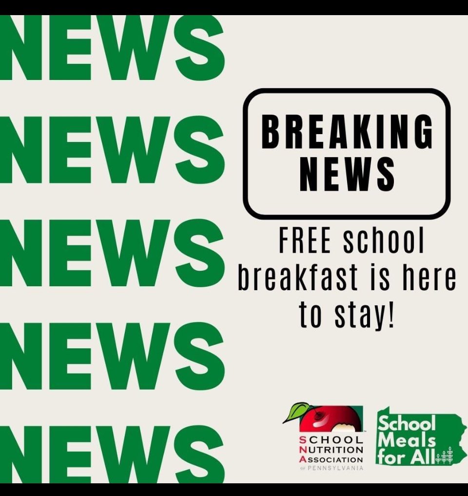 We are thrilled to announce breakfast will continue to be free in PA! #SNAPA #FreeBreakfast
