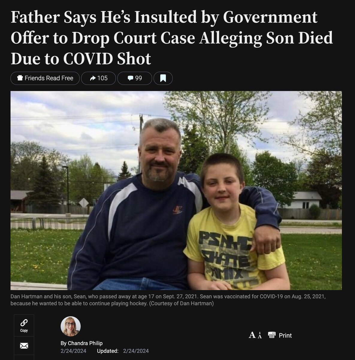 Typical Big Government scum...

Dan Hartman's (<a href="/Answers4Sean/">Answers4Sean 🇨🇦</a>'s) young son was killed by the jab, so he's in court trying to get a measure of justice. Now the government lawyers are threatening to go after him with their "legal costs" if he doesn't drop the case.

The federal