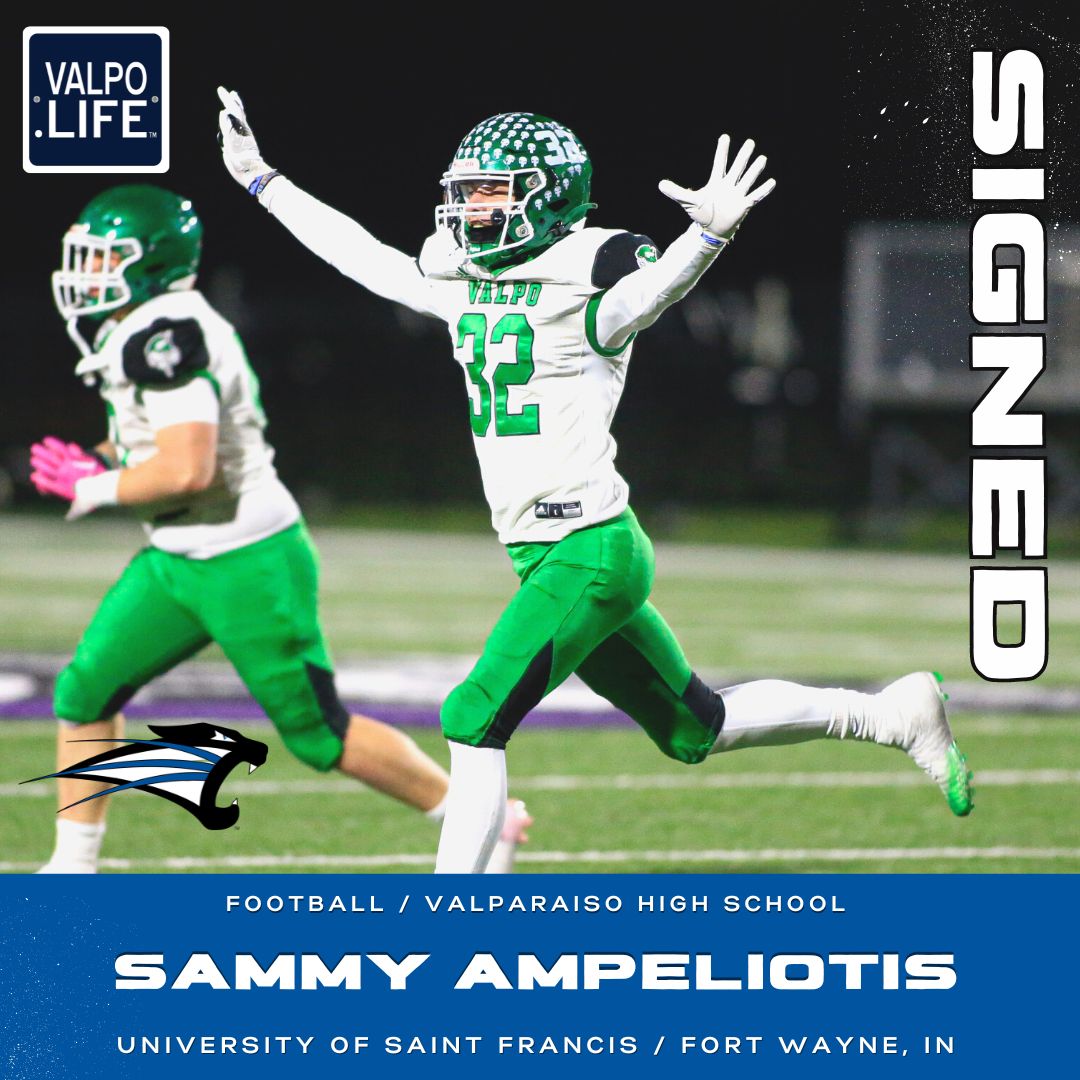 Valpo.Life (@valpolife) on Twitter photo Congratulations to Sammy Ampeliotis of Valparaiso High School for signing onto the University of St. Francis to continue his academic & athletic career!
<a href="/ValpoHS411/">Viking Info</a> | <a href="/AthleticsValpo/">Valparaiso Athletics</a> Congratulations to Sammy Ampeliotis of Valparaiso High School for signing onto the University of St. Francis to continue his academic & athletic career!
<a href="/ValpoHS411/">Viking Info</a> | <a href="/AthleticsValpo/">Valparaiso Athletics</a>