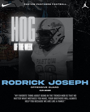 I want to cap off a great weekend by congratulating Roderick Joseph for earning “HOG of the WEEK!” 

Rod recently made the move from DL to OL and has made some huge 📈! He is improving every day 💪🏼

This year is going to be great! Stay tuned! 

#IGotYour6