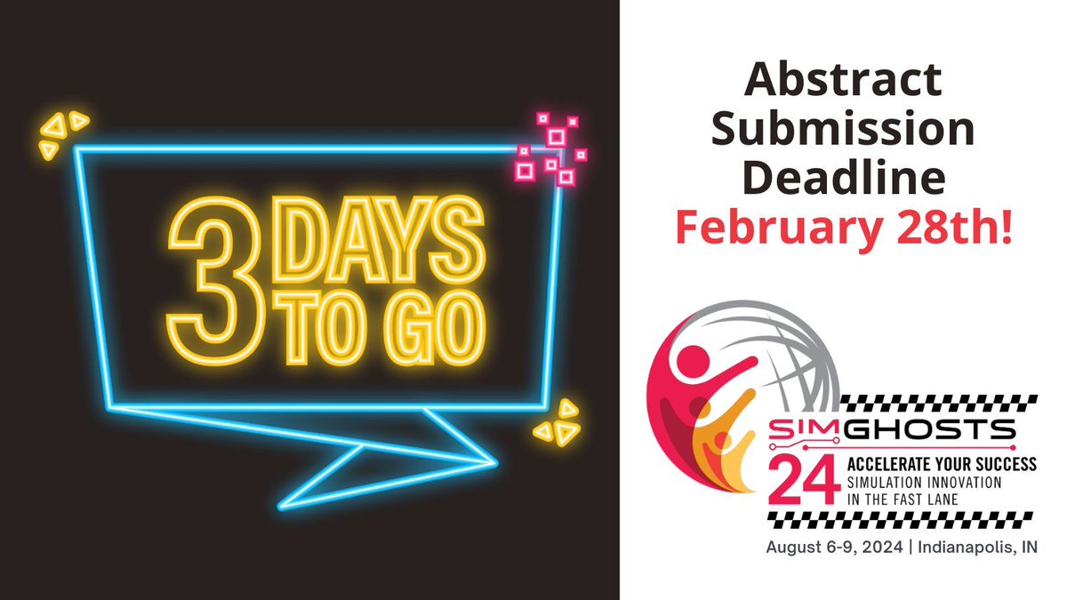 Only 3 days left to submit your abstract! Don't miss the deadline, submit your #healthcare #simulation #technology #operations #education abstract today! buff.ly/41LD1NS