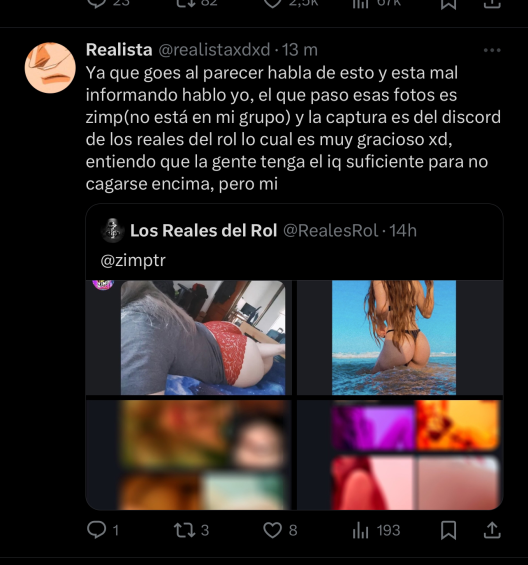 RealesRol's tweet photo. Ya que realista me bloqueo por filtrar "bromas" de su grupo de telegram, esta diciendo que las capturas de zimp son de nuestro DC, quiero decirle que se informe, solo queda peor dando data falsa y escudandose, acepten como nosotros y pidan disculpas solo eso. PD me lo mencionan https://t.co/Er8tLUtGNh