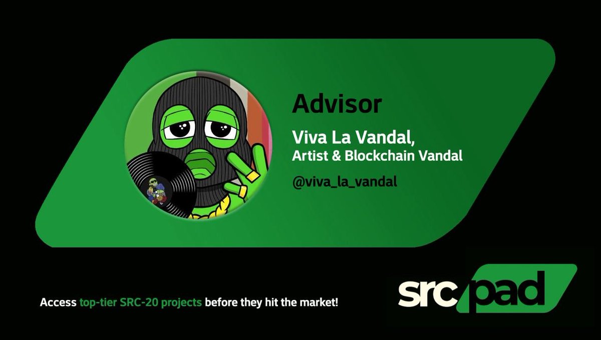 srcpad_pro's tweet image. Delighted to welcome @viva_la_vandal 🐸to the SRCPad team as a Strategic Advisor! 

A true OG stamps artist renowned for his iconic Pepe-style art, he brings invaluable expertise to our Launchpad. Together, we&apos;ll foster growth and innovation in the SRC-20 ecosystem!🔥

#SRCPAD…