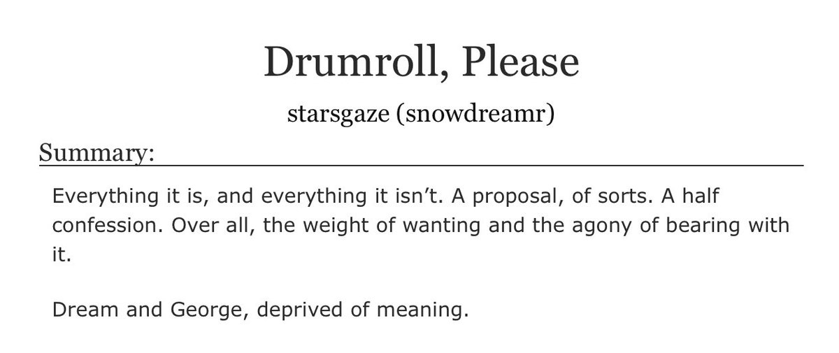 snowdreamr's tweet photo. ‘Drumroll, Please’
5.5k | rated g | oneshot

• relationship study, getting together

https://t.co/mZr2GXbd5z https://t.co/ypRQ9NoTUL