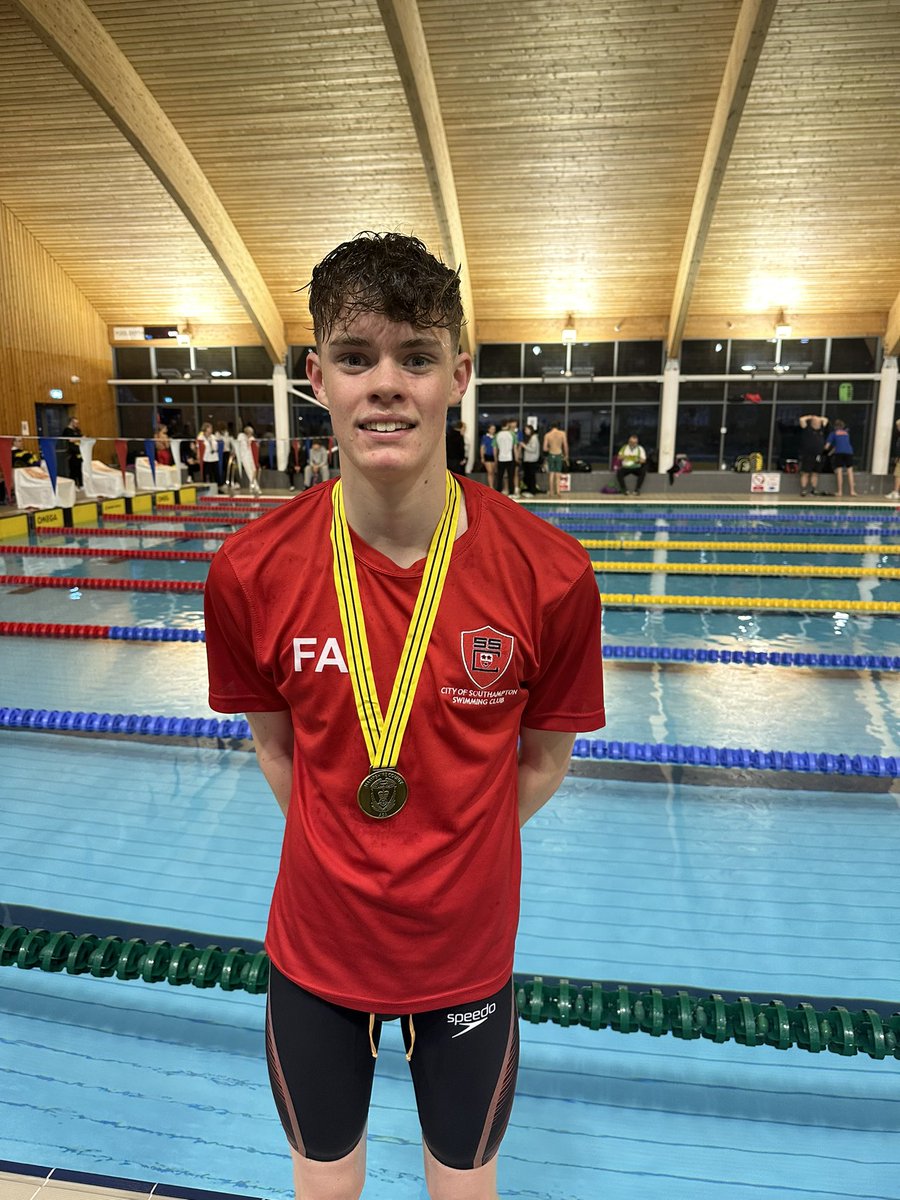 County champion 🙌 Fraser wins the boys 15yrs 100m Butterfly ❤️🤍🖤🥇🫶