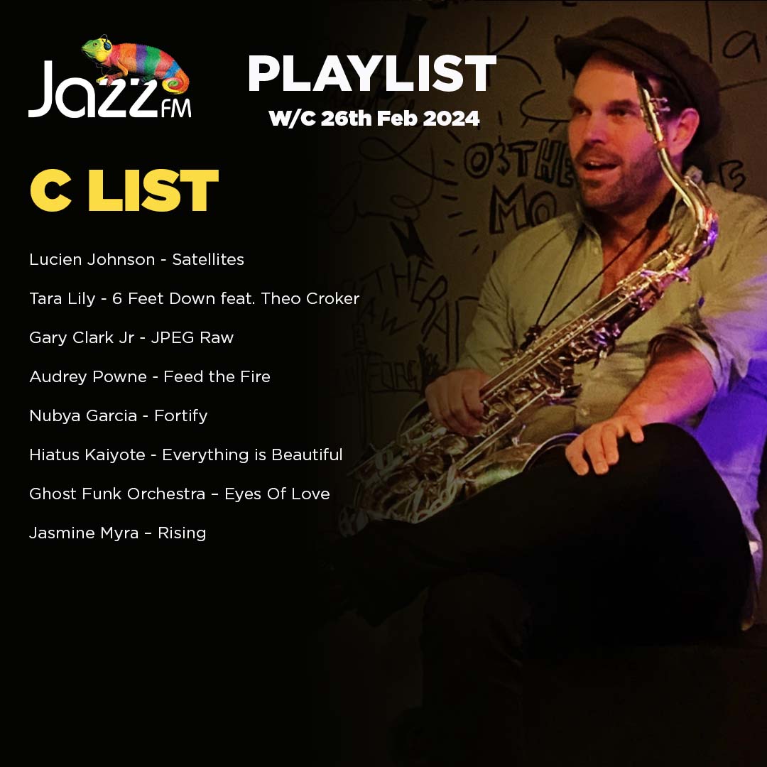 Jazz FM’s Playlist w/c 26th February 2024 -What do you think? 🎶 A List Dee C Lee - Walk Away @baianaband - Samba Mortal @jonregen - Son Rise Baltic Jazz Recordings & Lois Levin - Pheromones @lizzwrightmusic - Your Love feat. Meshell Ndegeocello & Brandee Younger #JazzFM