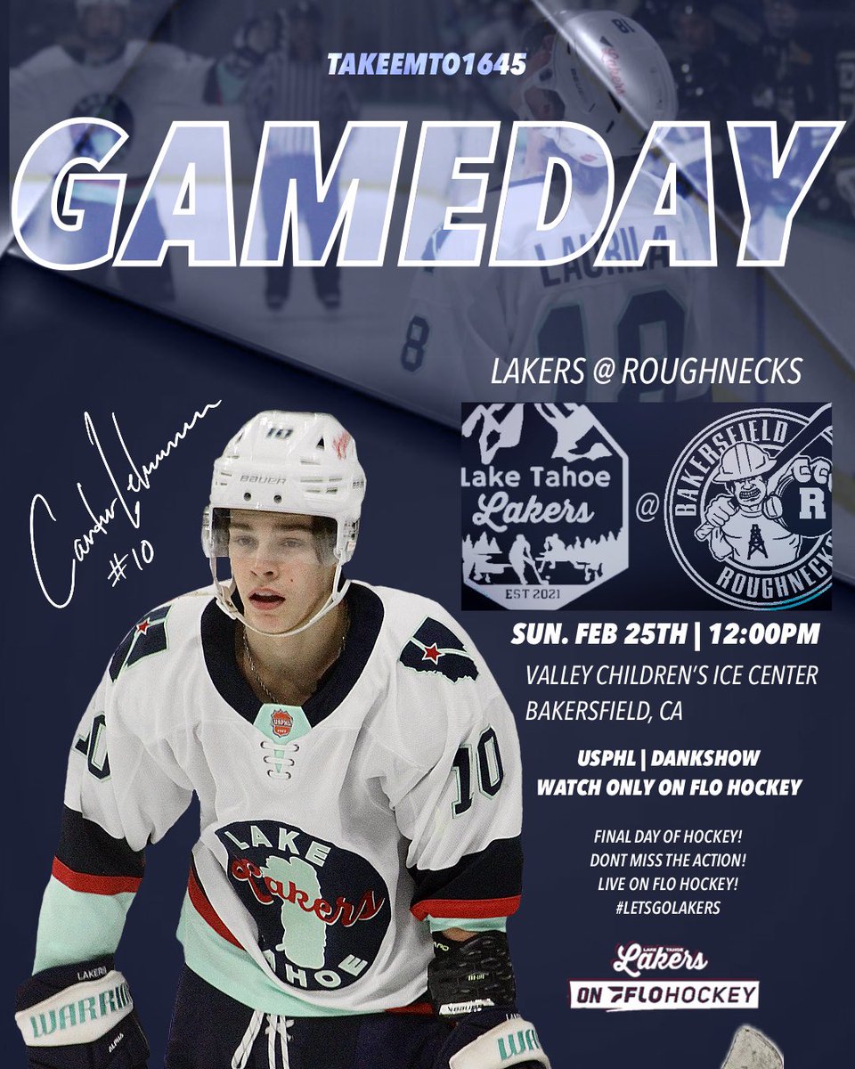 FINAL DAY OF HOCKEY 🥲

⏰ 12:00pm PST 
🏟️ Valley Children’s Ice Center
🆚 Bakersfield Roughnecks
📺 ONLY on Flo HockeyTV

#usphl #dankshow #gameday #letsgolakers