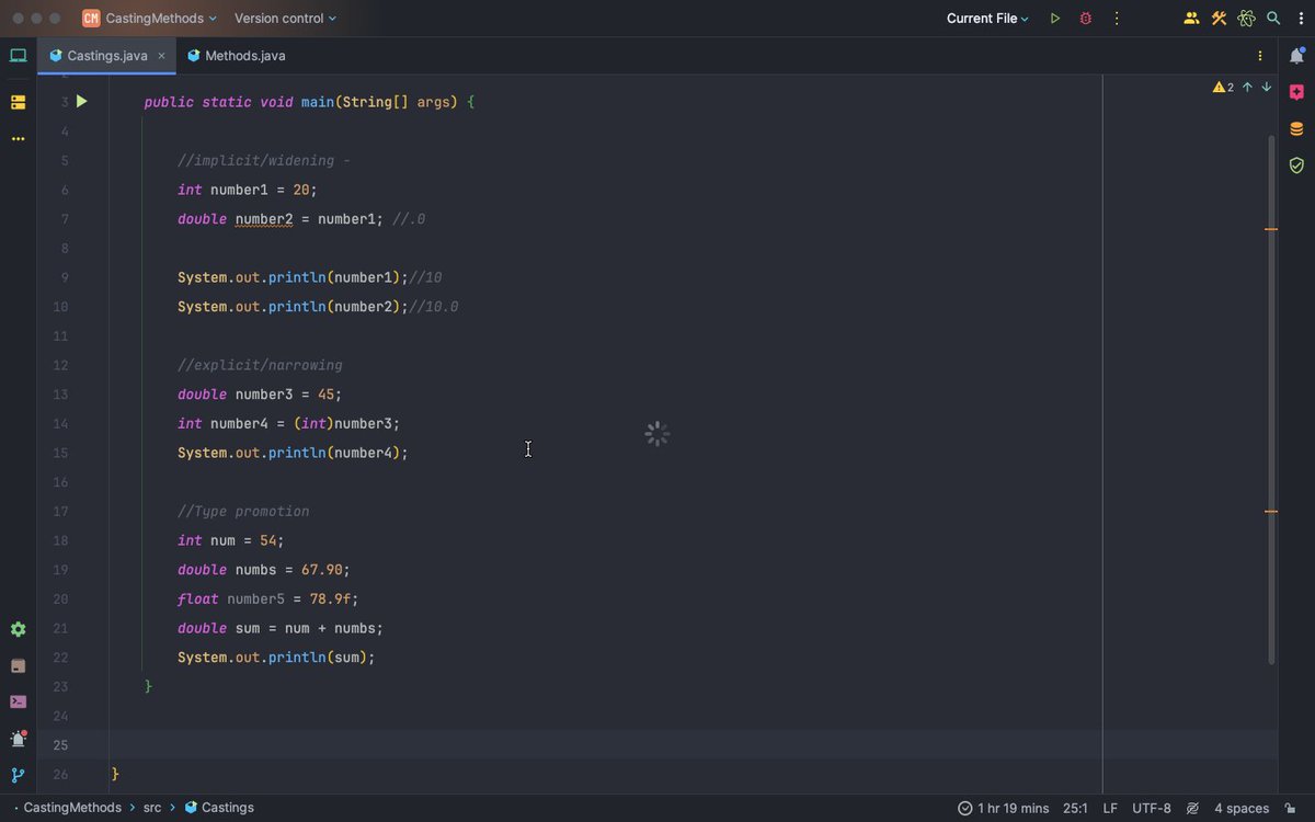 your_javaguy's tweet image. Done with todays session:
Casting/type conversion and
Methods in Java.
Next stop Basics of Git and Github, then OOP😁.
Let's keep learning, practising and building.
#Java #JavaBasics