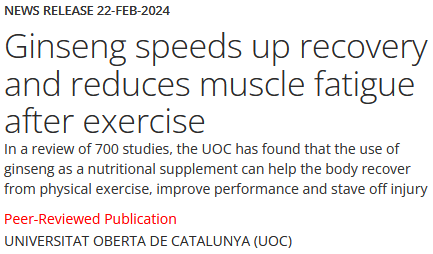 TomKindlon's tweet image. Effect of #Ginseng Intake on Muscle Damage Induced by Exercise in Healthy Adults

Press release
eurekalert.org/news-releases/…

Paper
mdpi.com/2072-6643/16/1…

No conflicts of interest declared.Trials in #MEcfs &amp;amp; #LongCovid would be interesting;not sure there is strong anecdotal evidence