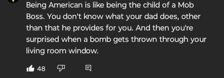 paradise_urban's tweet image. This might  be the most accurate summary of how it feels to be an American right now. I personally wouldn't be surprised by the bomb.  Looking around I think most people would be though. 

#Imperialism #Ethnocentrism #war