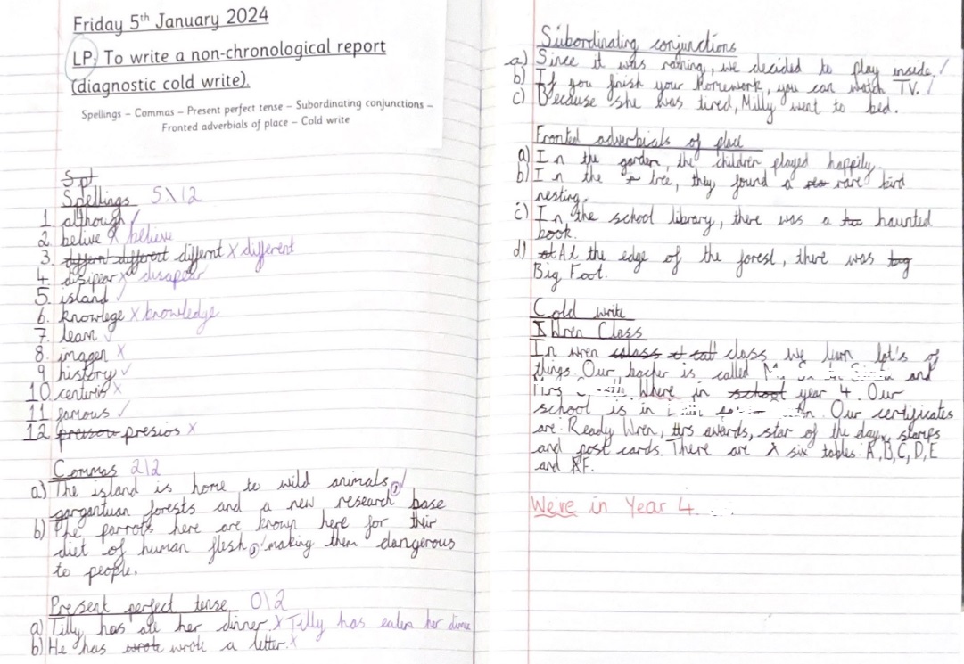This year, I've started each English unit with a 'diagnostic' cold write, to see what the children can already do for each grammar skill & to check relevant spellings/CEWs - this has really helped ensure the English unit meets their needs. (Idea stolen from @Grammarsaurus1!).