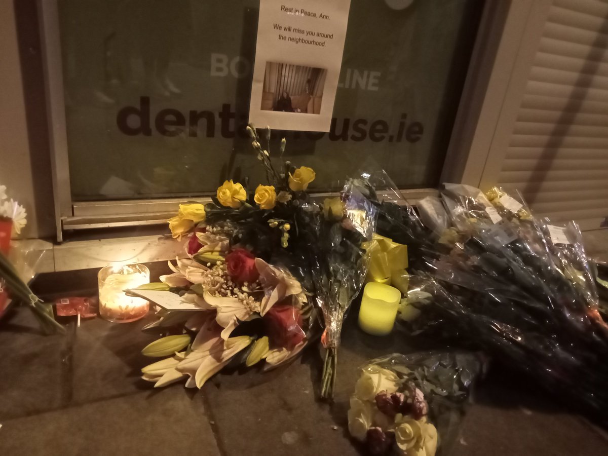Many of you will know Ann, who sat outside the Tesco on Aungier St/Redmond's Hill. 

She was a kind soul. So sorry to pass this memorial to her this evening. 

She died in the cold last night.
