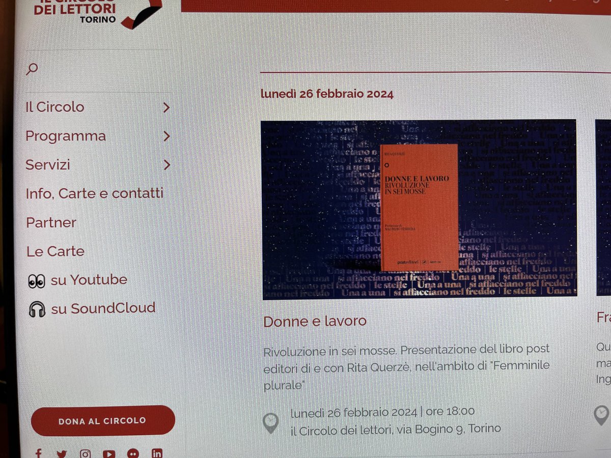 Domani alle 18 sarò al ⁦@CircoloLettori⁩ di Torino per parlare e confrontarmi sul mio saggio “Donne e lavoro, rivoluzione in 6 mosse”. Bello, non vedo l’ora! ⁦@CarolaMessina⁩ ⁦@post_editori⁩