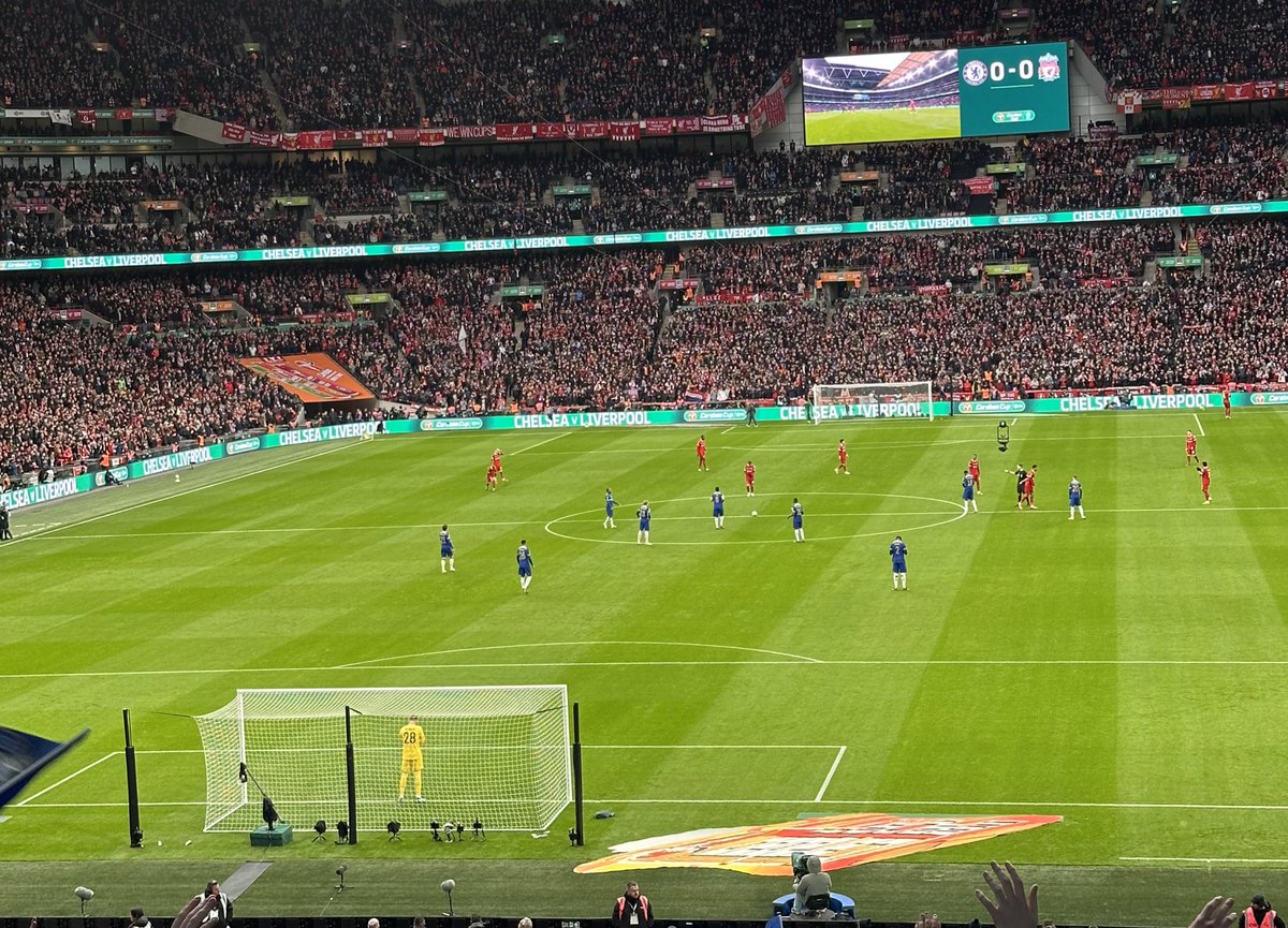 Awful atmosphere , full of WestView & tourists! At least make an effort to understand what’s going on!

Typical Chelsea, played half decent but punished for not taking chances.

Season almost over, hopefully chance to reassess the squad ready for summer

#CarabaoCupFinal #CHELIV