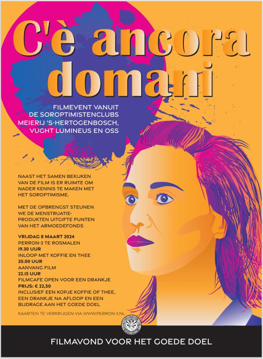 Op 8 maart is het weer #InternationalWomensDay. Ook dit jaar organiseren wij weer samen met SI Club Vught en SI club Oss een filmavond met een krachtige film over empowerment van vrouwen in <a href="/PERRON3/">PERRON-3 Rosmalen</a> met opbrengst voor <a href="/Armoedefonds/">Armoedefonds</a>
@NLSoroptimist