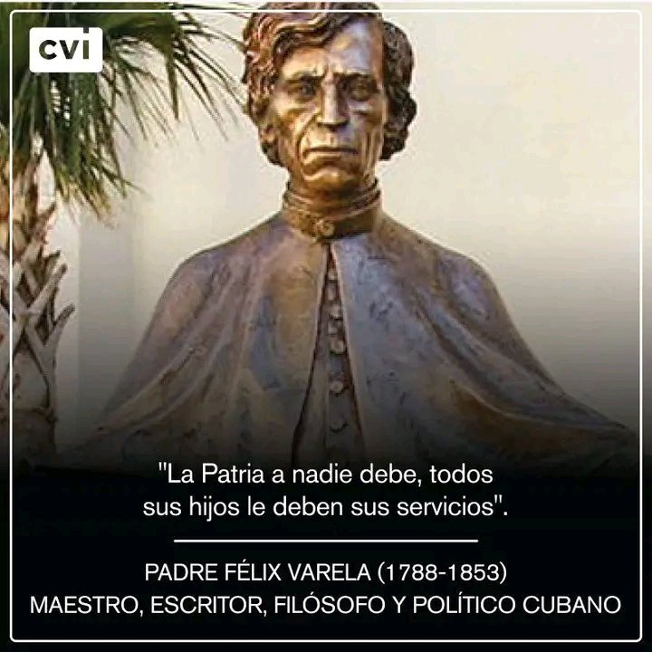 👨‍🏫📚Este #25deFebrero se cumple el 169 aniversario de la muerte del sacerdote Félix Varela, quién fue exiliado a Estados Unidos debido a sus ideales independentistas. 

📖🇨🇺Considerado uno de los cubanos más extraordinarios de todos los tiempos.

#CubaViveEnSuHistoria