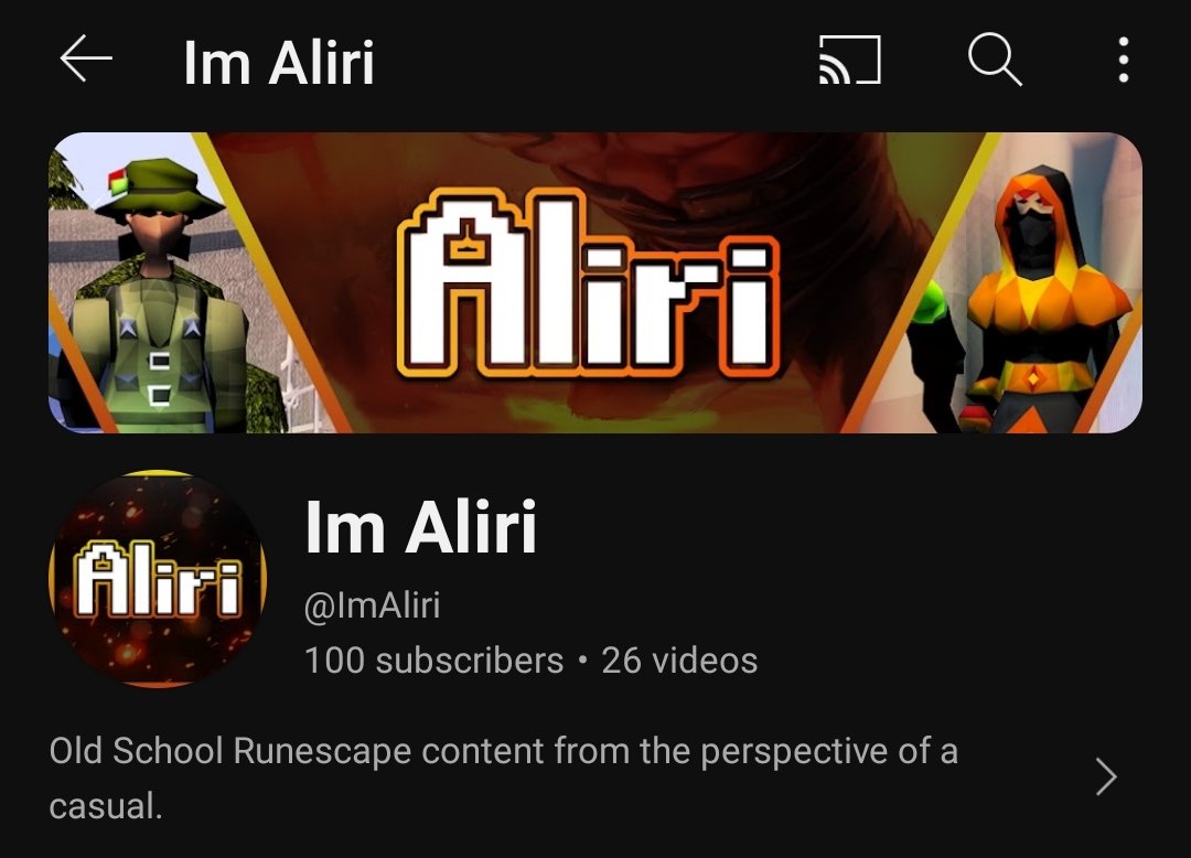 Im_Aliri's tweet photo. Probably doesn't mean anything to anyone but it means a LOT to me. I hit 100 subscribers on YouTube!

Cheers for the continued support you legends!

#osrs #runescape #youtube 

@OldSchoolRS https://t.co/39Caq7RP5J