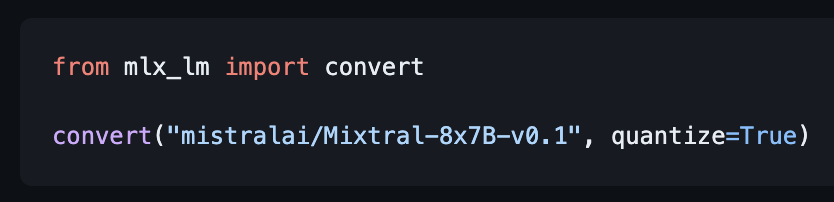 Lazy evaluation and unified memory in MLX make it super easy to quantize or merge large models on small machines.

In MLX LM you can quantize Mixtral (~100GB) in < 4 mins on an 8GB M1 (h/t <a href="/angeloskath/">Angelos Katharopoulos</a>).

Example: