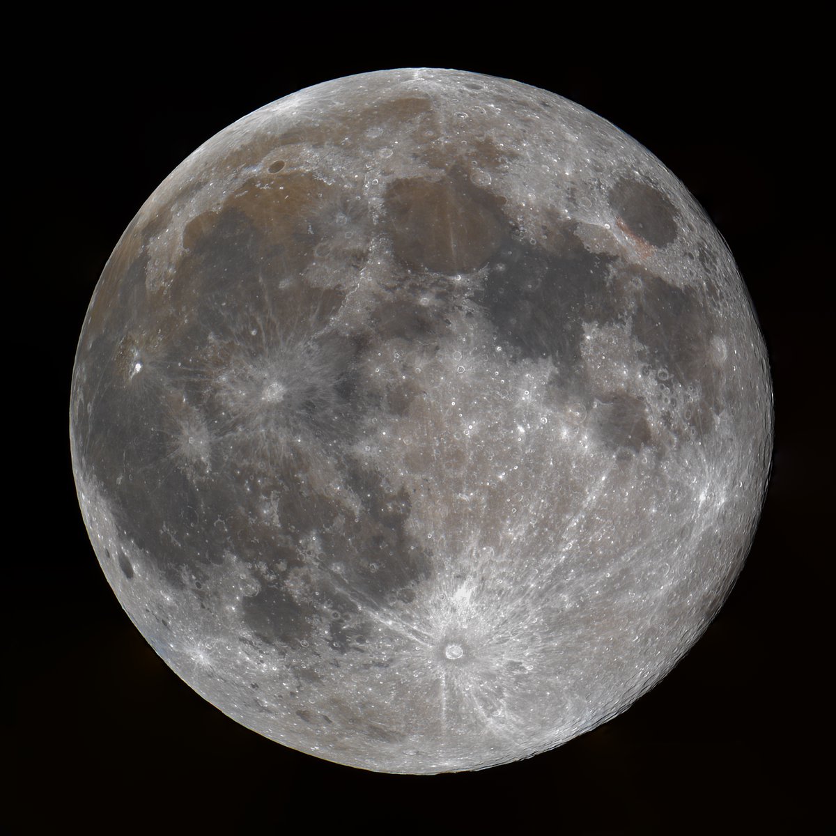 This is a 20 panel mosaic of last night's Moon captured on a Sky Watcher 127 Mak. A subtle increase in saturation shows the colours on its surface that reveal the mineral deposits found in the lunar soil. #astronomyadventure #astronomylife #astronomy #astronomical #astronomy