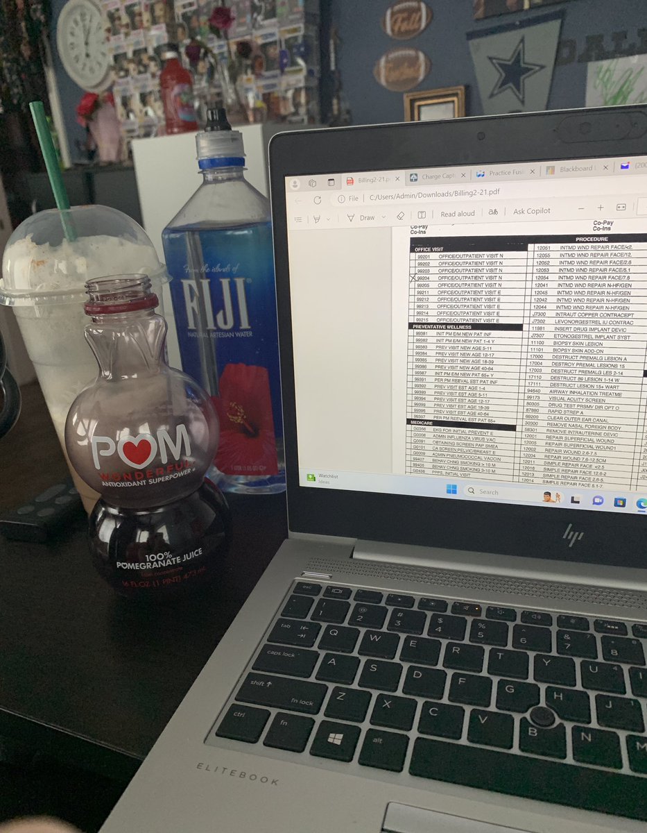 tx_princess78's tweet image. My office for the day! Billing then on to a PowerPoint for my Management class. Me and my bougie drinks. Fiji water. Pomegranate juice and an iced coffee from Starbucks. #Twitter #LivingTheDream #SundayShenanigans