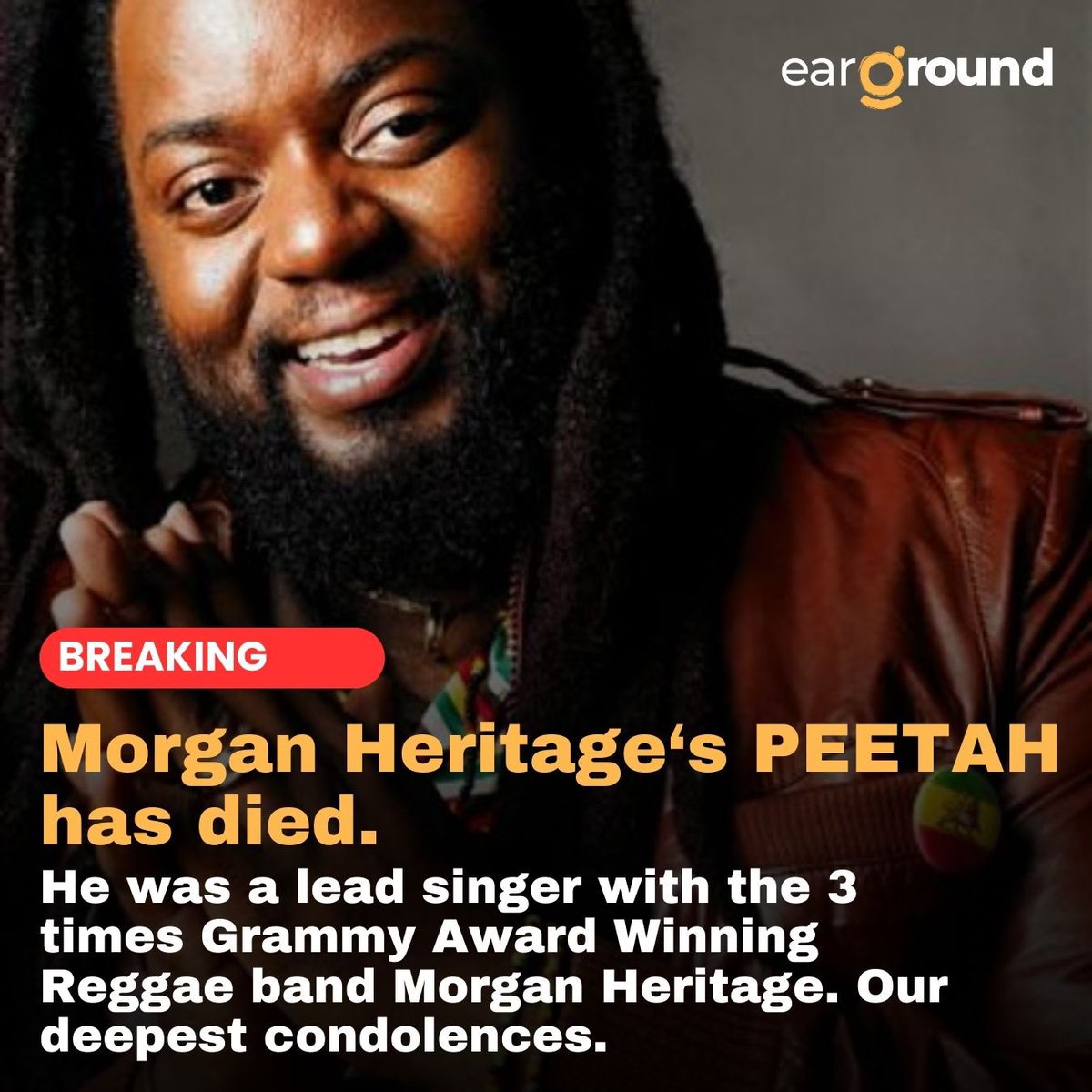 Iam deeply saddened at the news of the death of Peetah from @morganheritage . My sincere condolences to the Morgan family. Exactly last year I had an interview with him and his brother Mojo on earGROUND AFRICA. Just a day ago I shared a snippet from the interview. MHSRIP