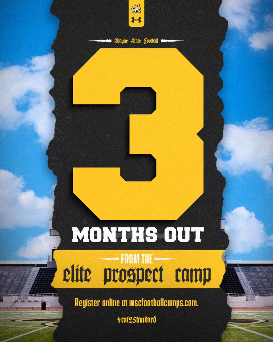 3 months to go! Get registered for our first prospect camp now! 🐯🐾 wscfootballcamps.com/?path=football #BLACKxGOLD #CAT25TANDARD