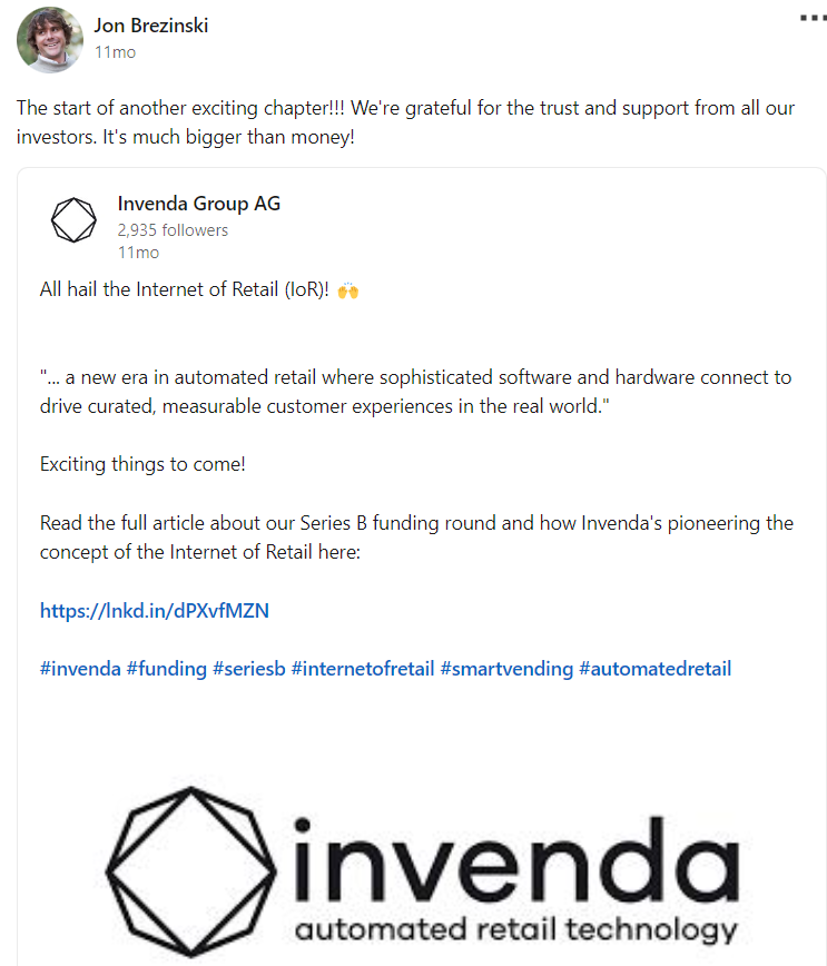 Panopticonomy's tweet photo. General data dump of archives on #INVENDA for future use -
New leadership -
https://t.co/yuU1vGWJNg
Industry write up
https://t.co/USUvlREpI1
Funders
https://t.co/B5cAw28luP
Funder - Mutschler: https://t.co/SD9V9LEmcI
Funders:
https://t.co/oFCp5fNokH
Funders - Point Break Capital Management LLC:
https://t.co/9Ip18iwevY
Point break Capital Management LLC brochure - much more detail here:
https://t.co/uXFZYEnpgO
Point break owner:
https://t.co/HmVPDmFwcC
Funders:
https://t.co/7ci87ZHF7g
"And it’s not just me that thinks so, as Invenda counts global brands Coca-Cola, Mars Wrigley, Lindt, and Sprüngli as clients, and operates subsidiaries in Serbia, Hong Kong and Sweden. Invenda Group’s $7.59 million seed funding was led by former Emmi CEO and Head of M-Industry at Migros, Walter Huber,
and financial specialist Gregor Greber, with Gaydoul Group and former CEO of Denner Philippe Gaydoul also participating."
Notes: Some companies connected to them will install the machines for FREE. Neat eh?