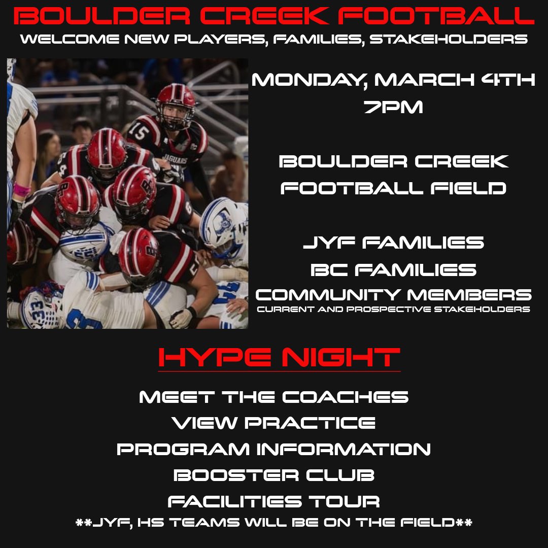 BCJagsFootball's tweet image. Coming Soon! ❤️🏈🖤🐆 HYPE NIGHT!!! #footballcityarizona