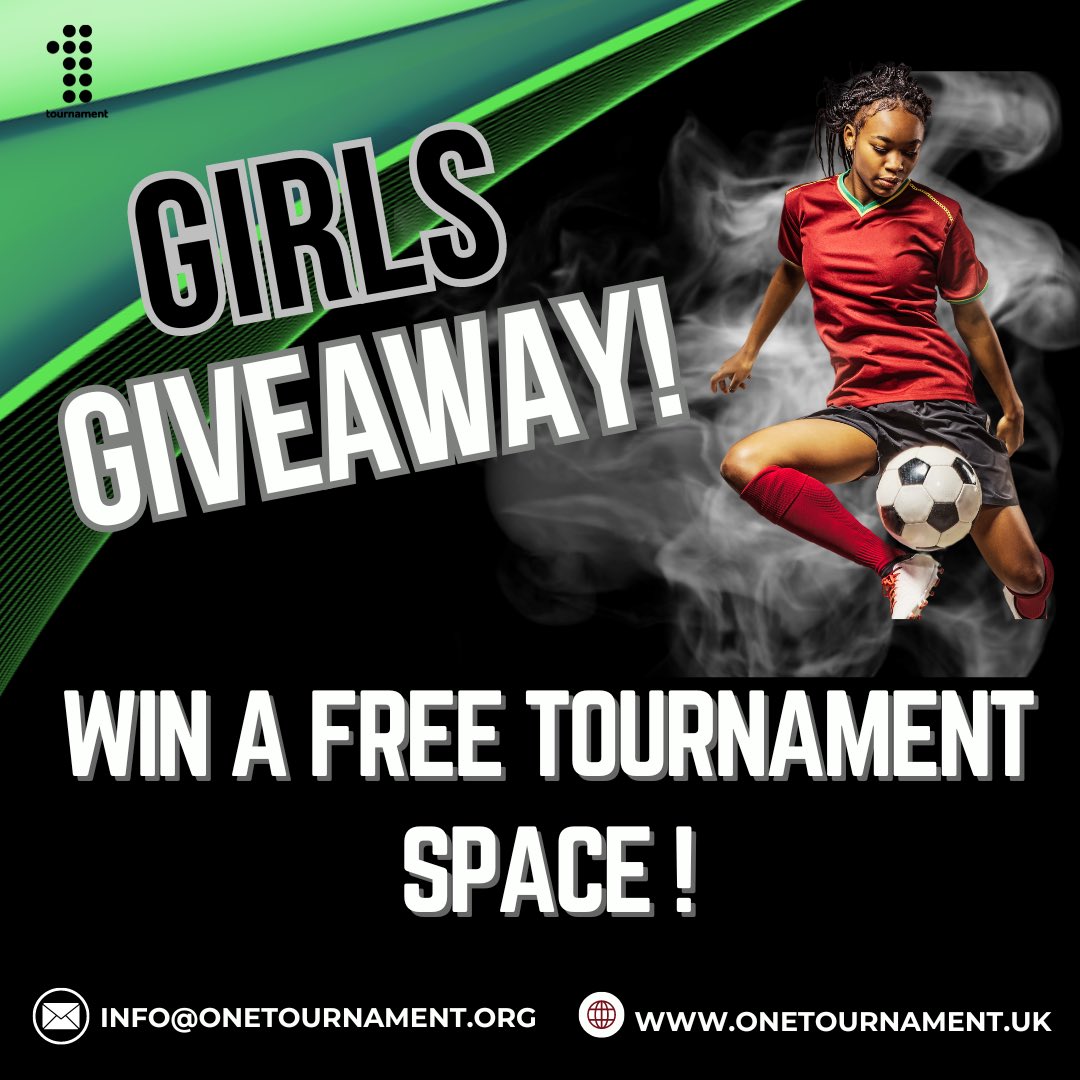 GIRLS FOOTBALL TOURNAMENT #GIVEAWAY #WIN a free space Announced Mothers Day 👩 To enter : - follow @one_tournament - Like and share this post and tag us - Tag @ your team mates who should win a #free tournament space 👀onetournament.UK T’s & C’s apply…