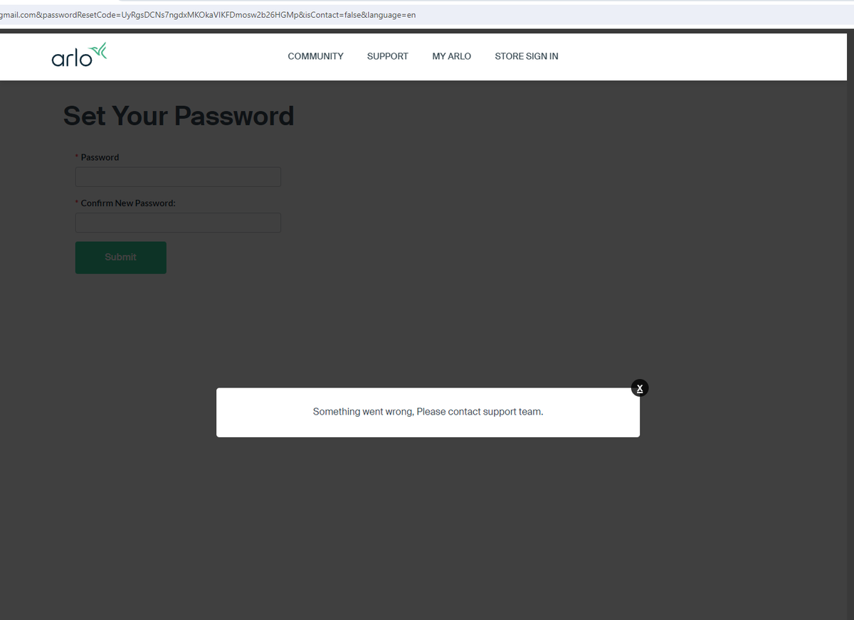 ChefSaig's tweet photo. @ArloSmartHome - Hi there!

I'm trying to update my password to buy MORE of your products, but...

1. I get this error telling me to contact support.
2. Your chatbot can't help.
3. P# requires an order#.
4. No email address.
5. Also, can't create a new community account.

Help? https://t.co/LDj3t8y9YS