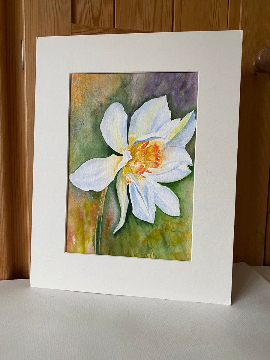 An original watercolour painting of a Narcissus flower cardsbymormorjan.etsy.com/listing/164977… #shopindie #ukcraftershour #MHHSBD #SBS #SMILEtt23 #CraftBizParty #mothersday