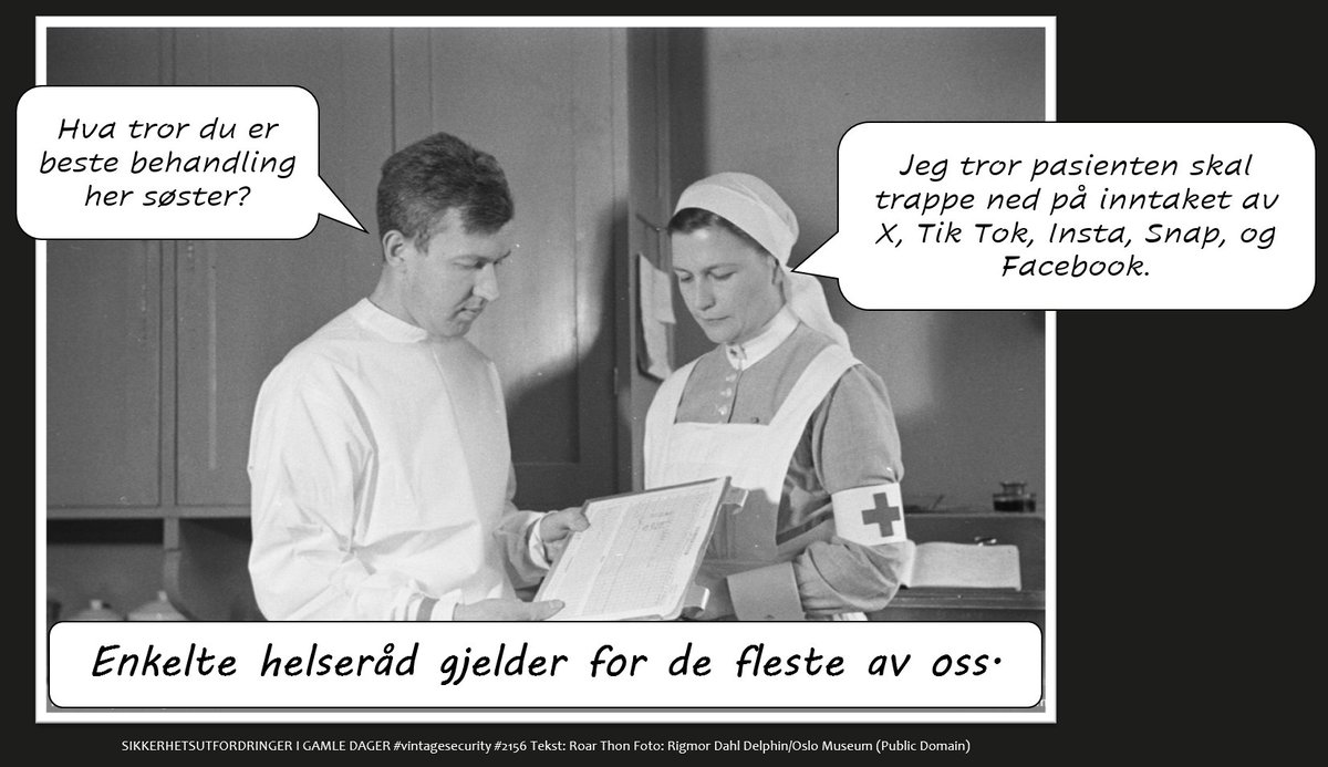 Kanskje ikke så ofte leger spør sykepleiere om å stille diagnoser. Men uten bistand fra helsevesenet forlater jeg Twitter plattformen og lar den bli en X for godt.

Daglige bilder fra #vintagesecurity blir fortsatt publisert på #Bluesky #Facebook og #LinkedIn.

Takk for følget!