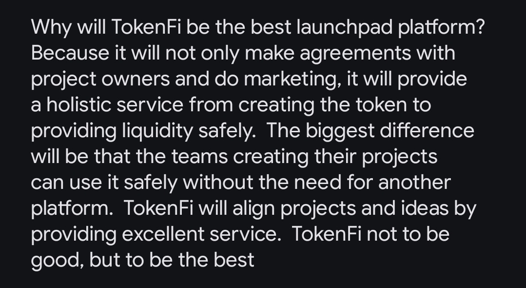 Why @tokenfi will be the best Launcpad platform? $Token

YOU ONLY NEED @tokenfi
#DONTOVERTHINKIT