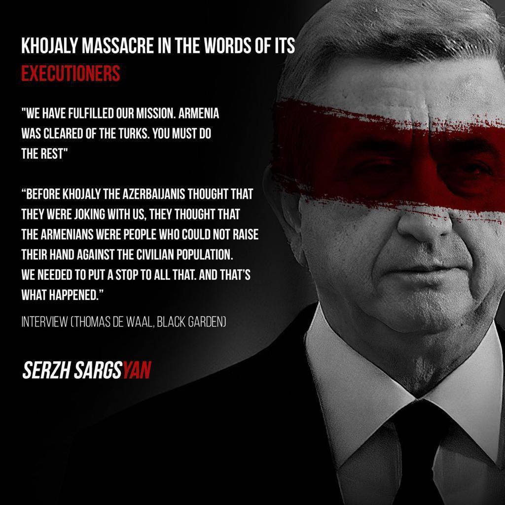 Bastion12F's tweet photo. #JusticeForKhojaly
 The people of Azerbaijan believe that a new Nuremberg trial awaits the Armenian ideologists and executioners of the Khojaly genocide!  Bloody murderers of children, women and old people, proud of their crimes, should not die without just retribution! https://t.co/Ro18M5lkAD