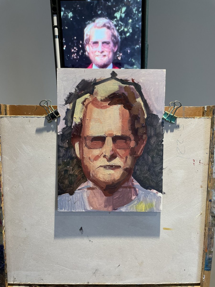 rodneykingston's tweet photo. A painting of my dad over a painting of me. https://t.co/eMK684nyhx