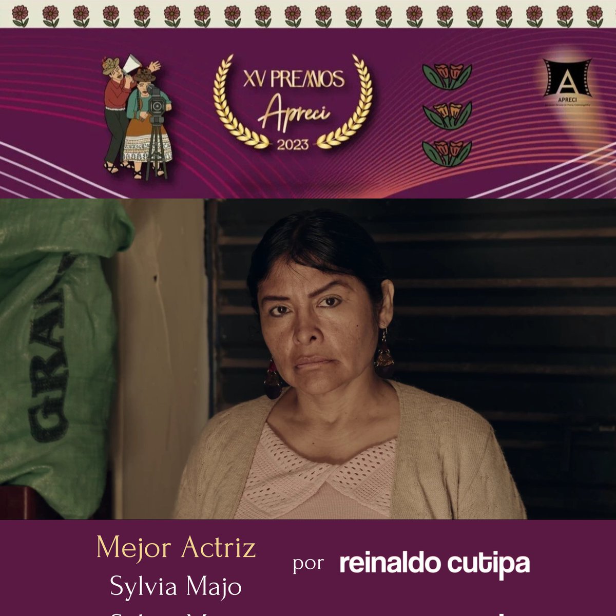 vrfilmsgroup's tweet photo. Felicitaciones @sylviamajo por el reconocimiento en los premios APRECI a Mejor Actriz por "Reinaldo Cutipa"
ENTRADAS AQUÍ ⤵️
https://t.co/IjOpv6yaGS

#cineperuano #ReinaldoCutipa #vrfilmsgroup #juliaca #apreci
𝚅𝚁 𝙵𝙸𝙻𝙼𝚂 𝙶𝚁𝙾𝚄𝙿 𝚂𝙰𝙲 - 𝚁𝚄𝙲: 𝟸𝟶𝟼𝟶𝟼𝟶𝟻𝟺𝟶𝟻𝟷 https://t.co/4lPaSTYIb3