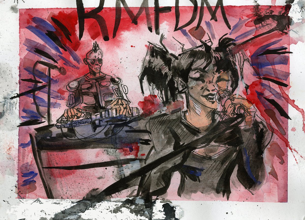 jpdrawz's tweet photo. @kmfdmofficial posters I made for class…can’t decide which one I like best. But happy almost 40! #kmfdm #kmfdmsucks #industrialmetal #illustration #watercolor #bandposter https://t.co/lzzbDi72AT