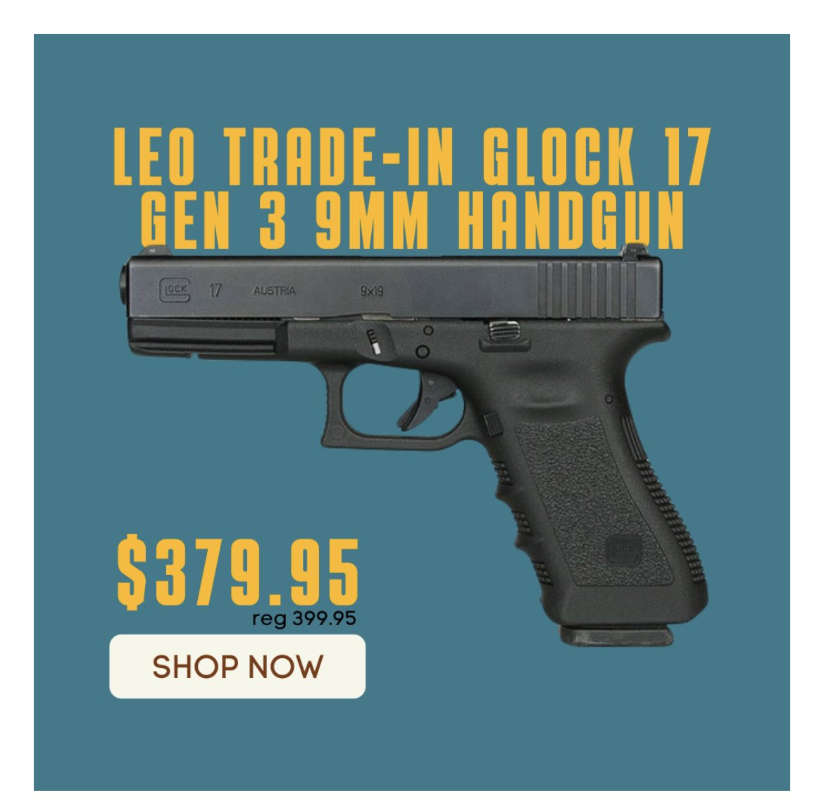 AimSurplus is currently running a sale on a bunch of LE G17s with a more than fair price to boot, share this with Glock-less friends

-7DeadlyFetishes