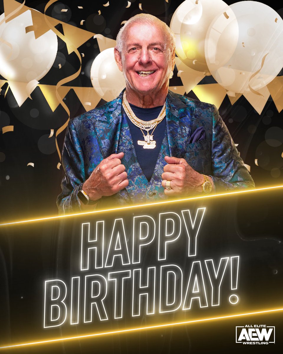AEW's tweet photo. Happy Birthday @RicFlairNatrBoy ! https://t.co/AkwUP7OMEU