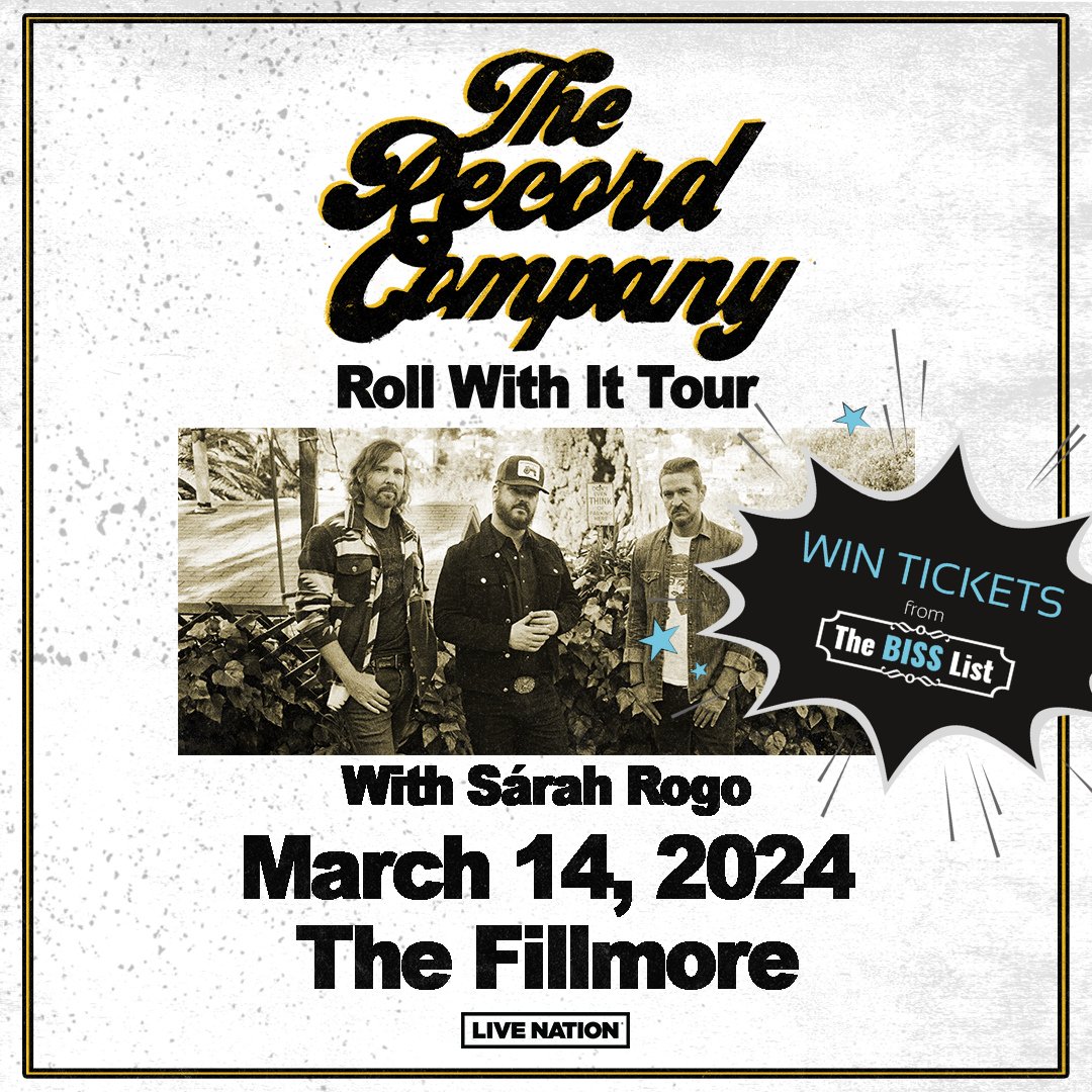 #WINTICKETS for @therecordcomp (3/14) at @FillmoreSF ***REPOST TO WIN*** Or buy tix now at livemu.sc/3wuRrGn. #bisslist #win #giveaway #therecordcompany #blues #rock #mustseelive #thefillmore #sanfrancisco #sfmusic #livemusic