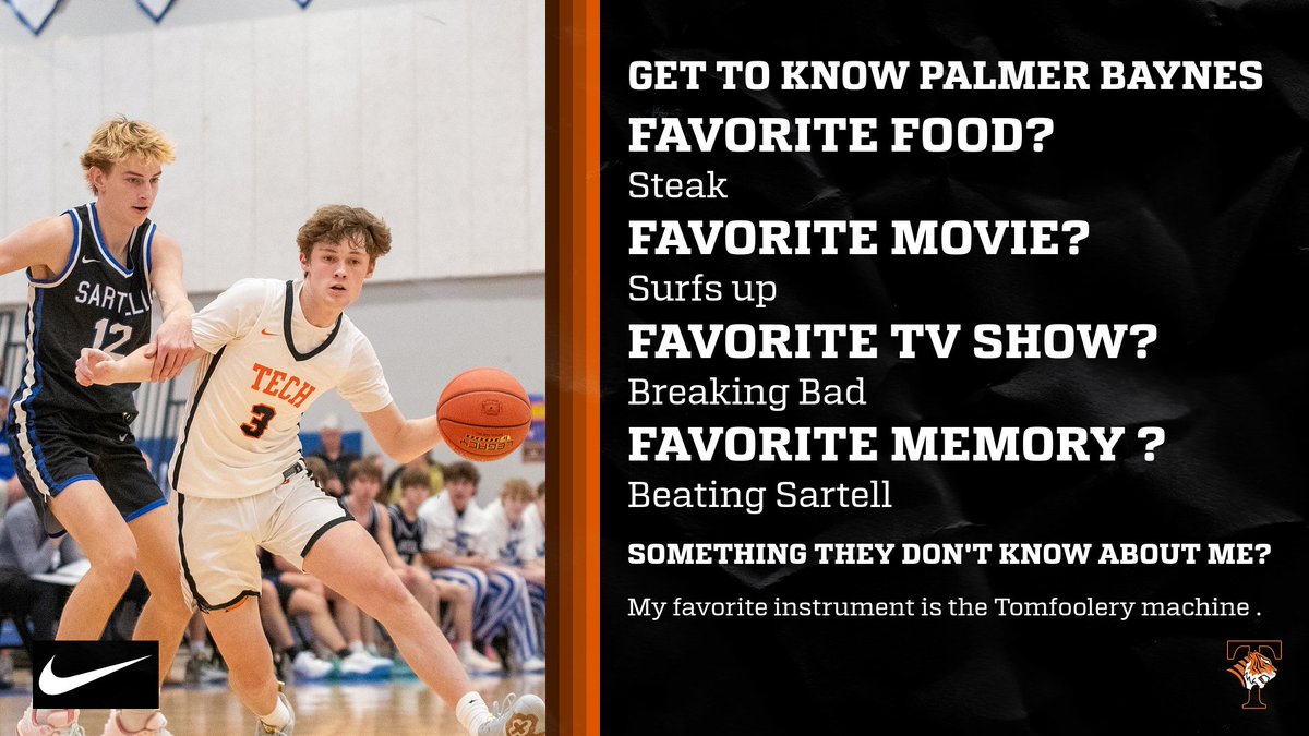 𝐒𝐄𝐍𝐈𝐎𝐑 𝐒𝐏𝐎𝐓𝐋𝐈𝐆𝐇𝐓!

Get to know Palmer Baynes - 6'4" Shooting Guard #3

#NobodyButUs | #UnleashTheTigers

<a href="/tech_activities/">stcloudtechactivities</a> <a href="/ISD742/">St.CloudAreaSchools</a> <a href="/BaynesPalmer/">Palmer Baynes</a>