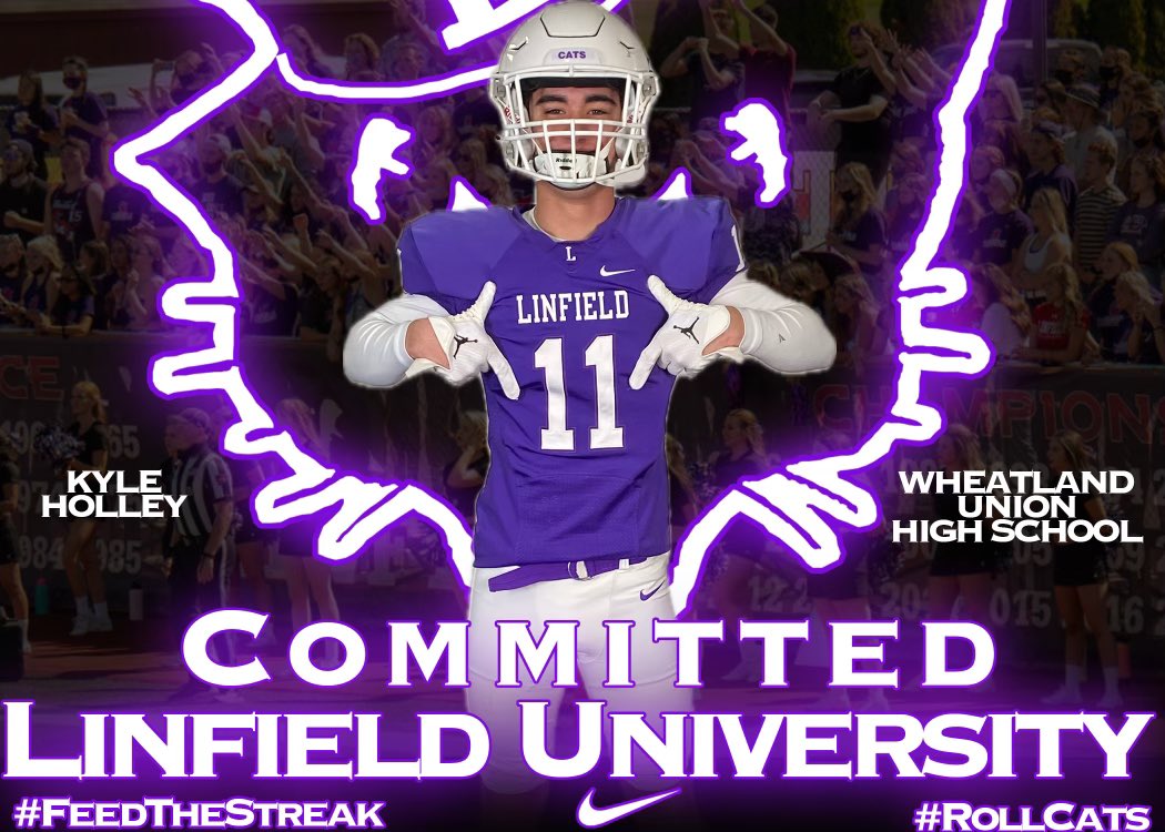 I’m excited to announce that I am Committing to Linfield University! I want to thank My family, Coaches, Friends/teammates and the town of Wheatland. Thank you everyone for pushing me to be better and where I am today! #RollCats #feedthestreak