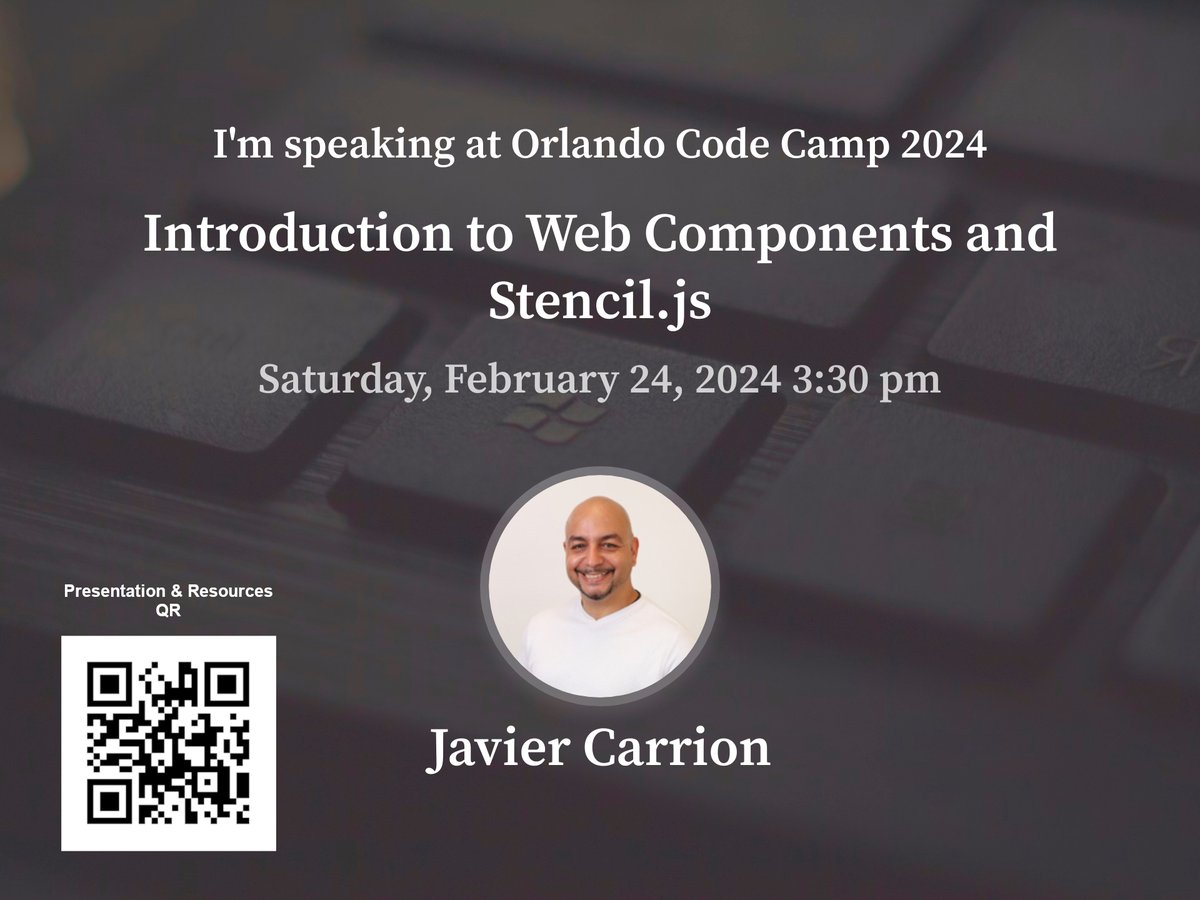 seetechnologic's tweet image. Excited to share my &quot;Web Components &amp;amp; Stencil.js&quot; talk at #OrlandoCodeCamp2024! 🚀 Hope you found #webcomponents as thrilling as I do. Check out the resources docs.google.com/document/d/1_e…
Join us next @GDGCentralFL events gdg.community.dev/gdg-central-fl…
#StencilJS  Thanks @ONETUG! #OrlandoCC