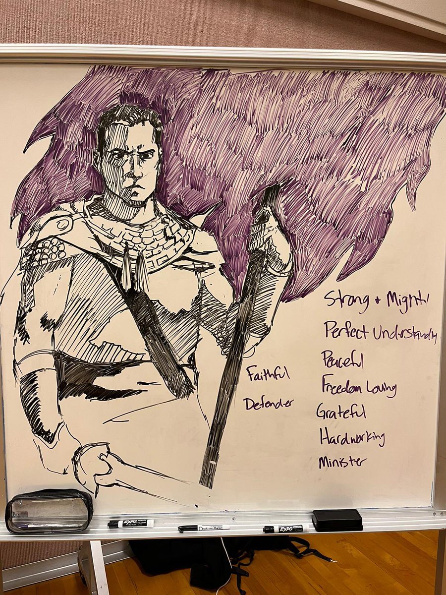 BrettSeegmiller's tweet image. A cool guy in our ward drew Captain Moroni for Elders Quorum today 🔥 #ldstwitter