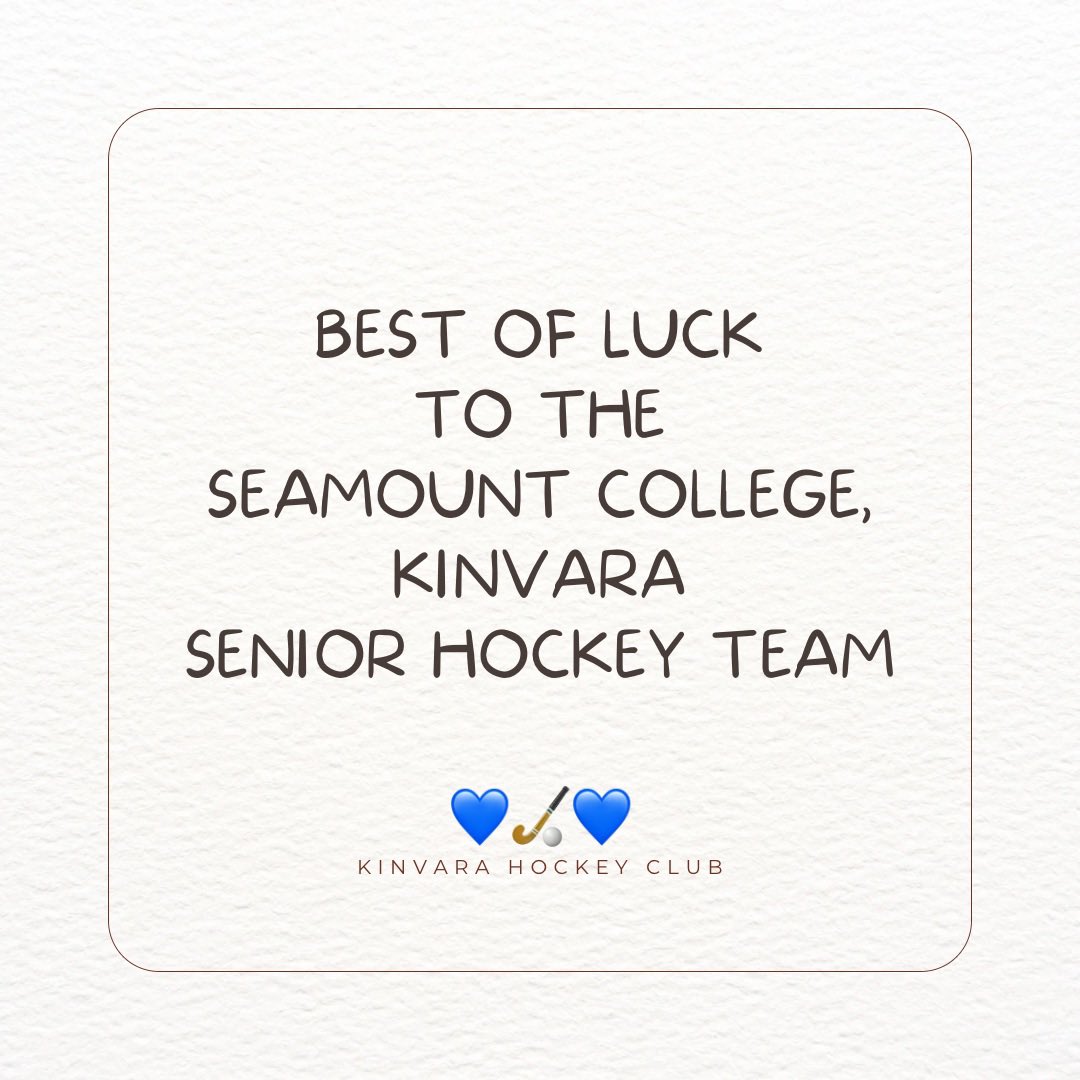 Wishing Seamount College Senior Hockey team & their teachers/coaches Ms Hyde & Ms Feeilly, the best of luck in the Palmer Cup semi-final tomorrow in Dangan vs The Jes. 🤞🤞💙🏑💙

#girlsinsport #womeninsport #lovehockey❤️ #seamountcollege #seamountcollegepastpupils #hockeyplayer