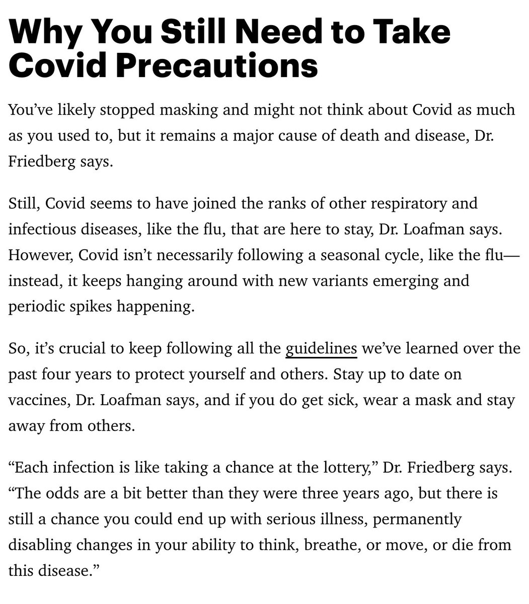 I think it's a positive sign that such a large consumer-focused outlet like <a href="/MensHealthMag/">Men's Health Mag</a> is warning its readers about COVID reinfections, Long COVID, and is recommending masking in 2024.  More of this, please!
