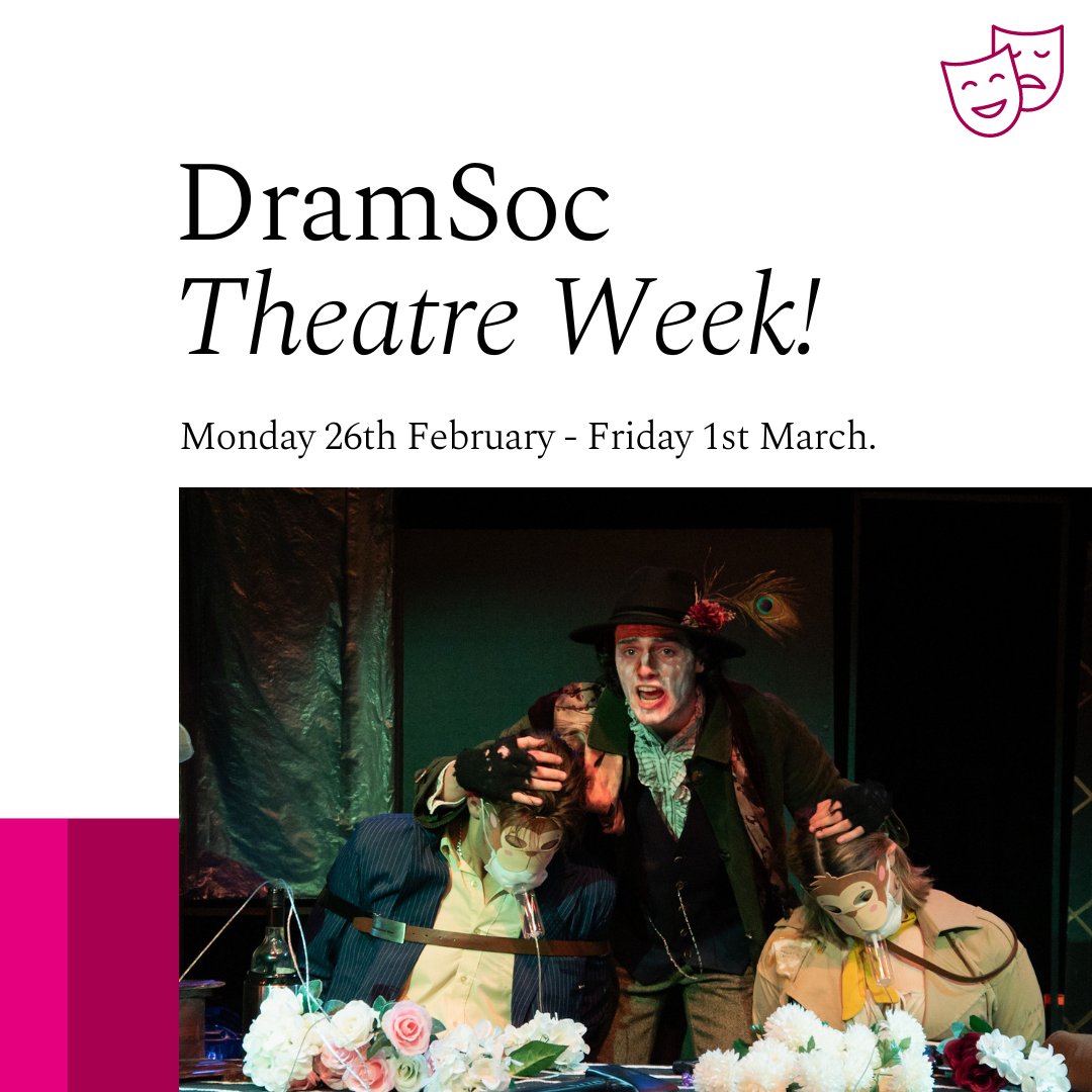 DramSoc #TheatreWeek is back from Monday 26th-Friday 1st March 🎭

There will be many fun workshop, including physical theatre, Irish language theatre, and circus acrobatics.

Find out more: ow.ly/NCff50QHzAb

#UniversityOfGalway #DramSoc