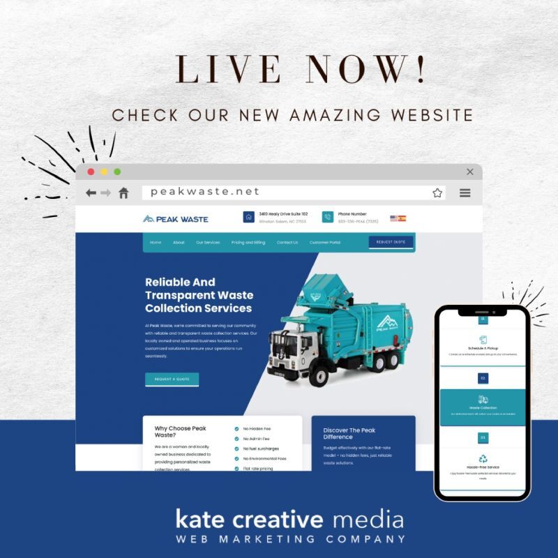 New website launched yesterday for Peak Waste in North Carolina!

Tasha needed a web company to come in with a new design within TWO WEEKS - we delivered!