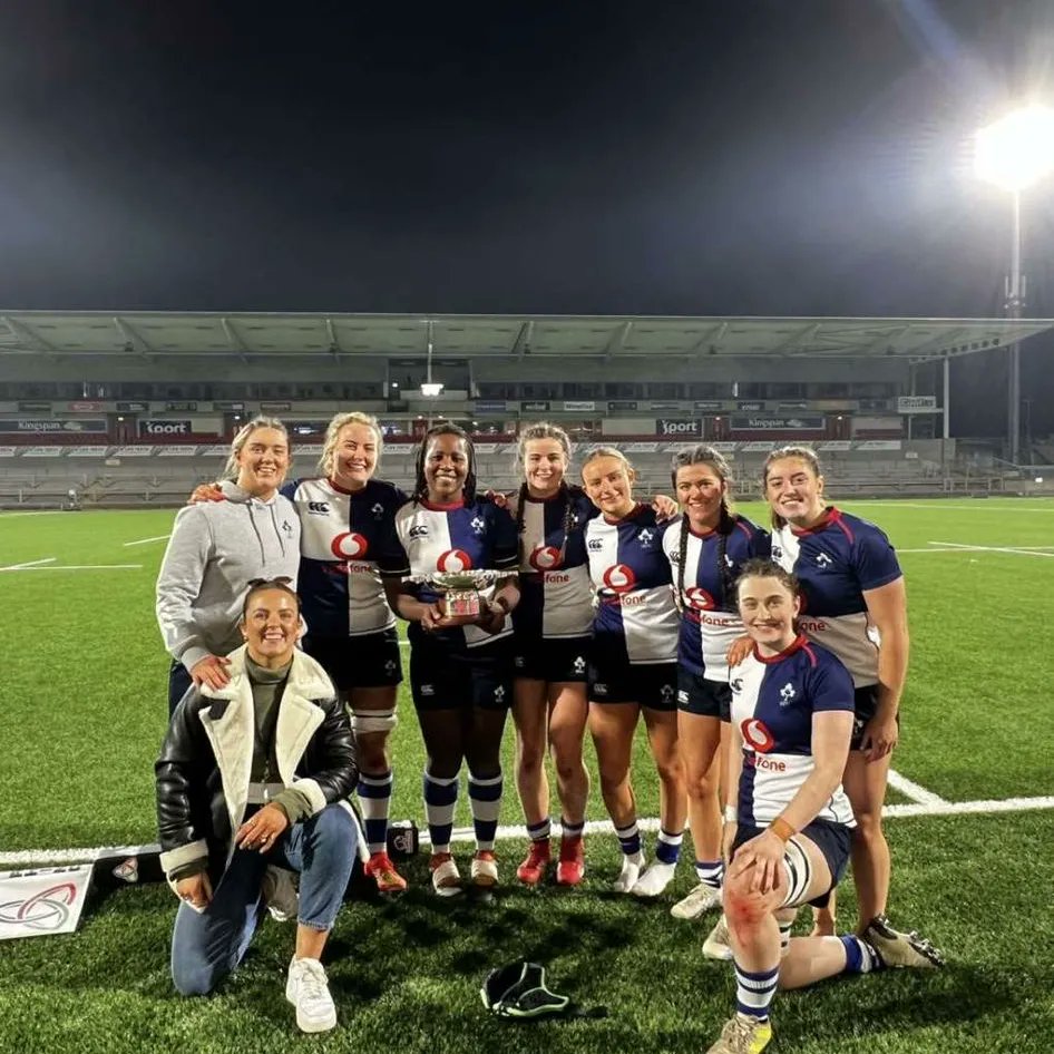 OldBelvoWomen's tweet photo. Huge congratulations to the @IrishRugby Wolfhounds who took home the Celtic Challenge cup yesterday following their win in Kingspan Stadium🏆 We're so proud of all the Belvo women who represented on the team and on the Clovers side 🖤🤍

#celticchallenge #OneProudClub #BeBelvo https://t.co/HfTcAVC9AI
